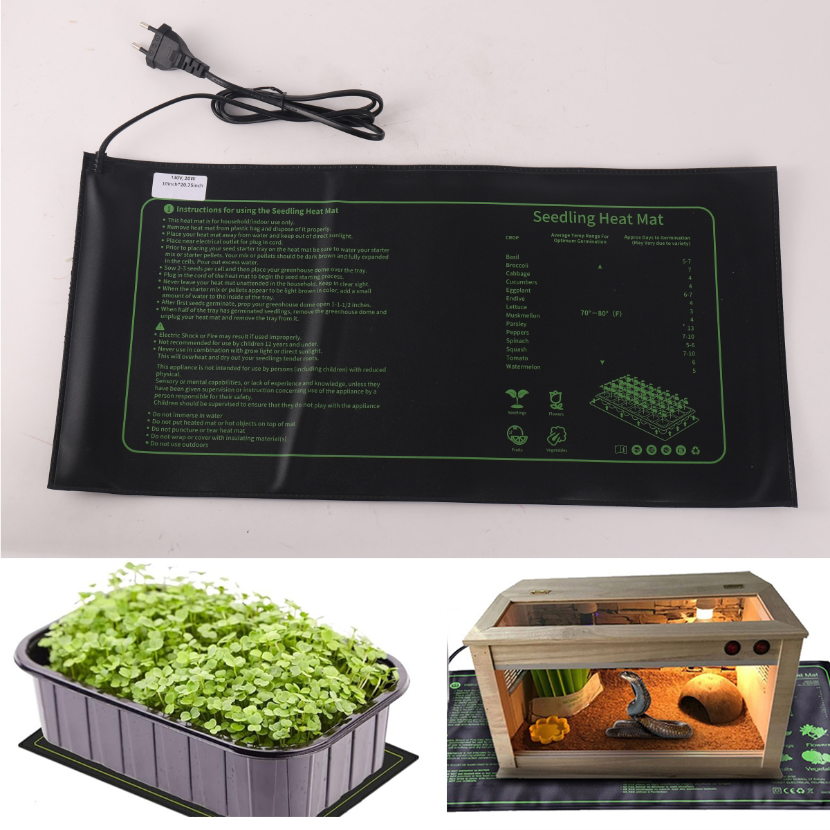 Seedling Heat Mat - 20W Seedling Heating Pad 230V Garden
