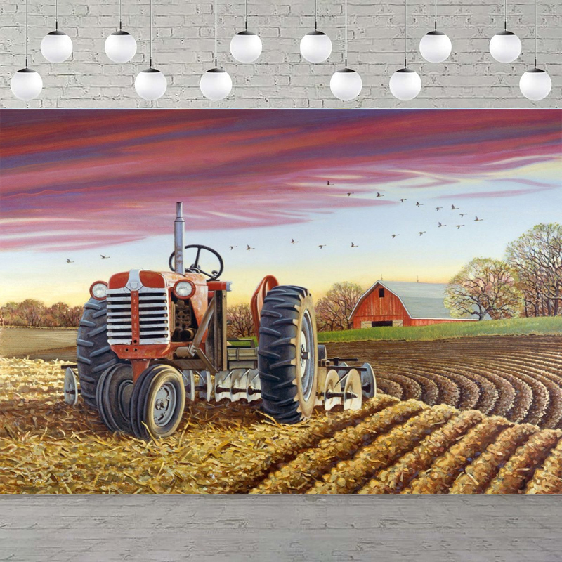 Agriculture Farming Poster - Photography Backdrop Busy Farm Poster Sunrise