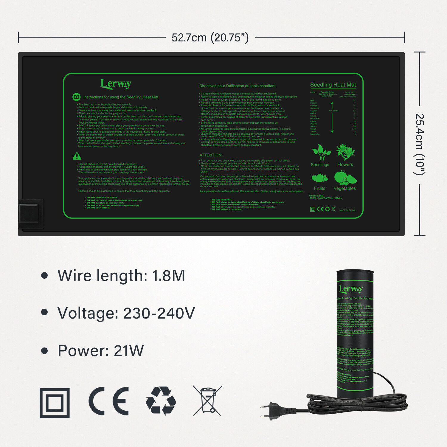 LERWAY 21W Seedling Heating Ma - Seedling Heat Mat reseña y precio