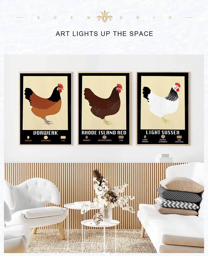 Light Sussex Faverolle Rhode I - Agriculture Farming Poster reseña y precio