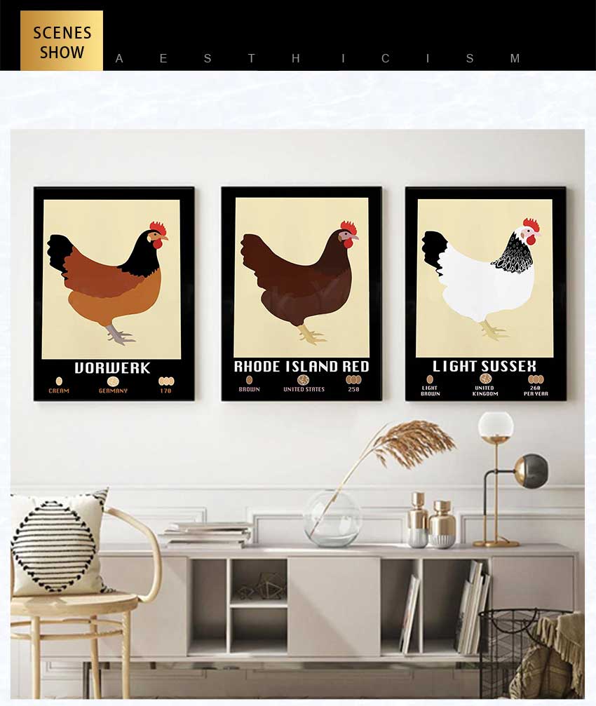 Light Sussex Faverolle Rhode I - Agriculture Farming Poster reseña y precio