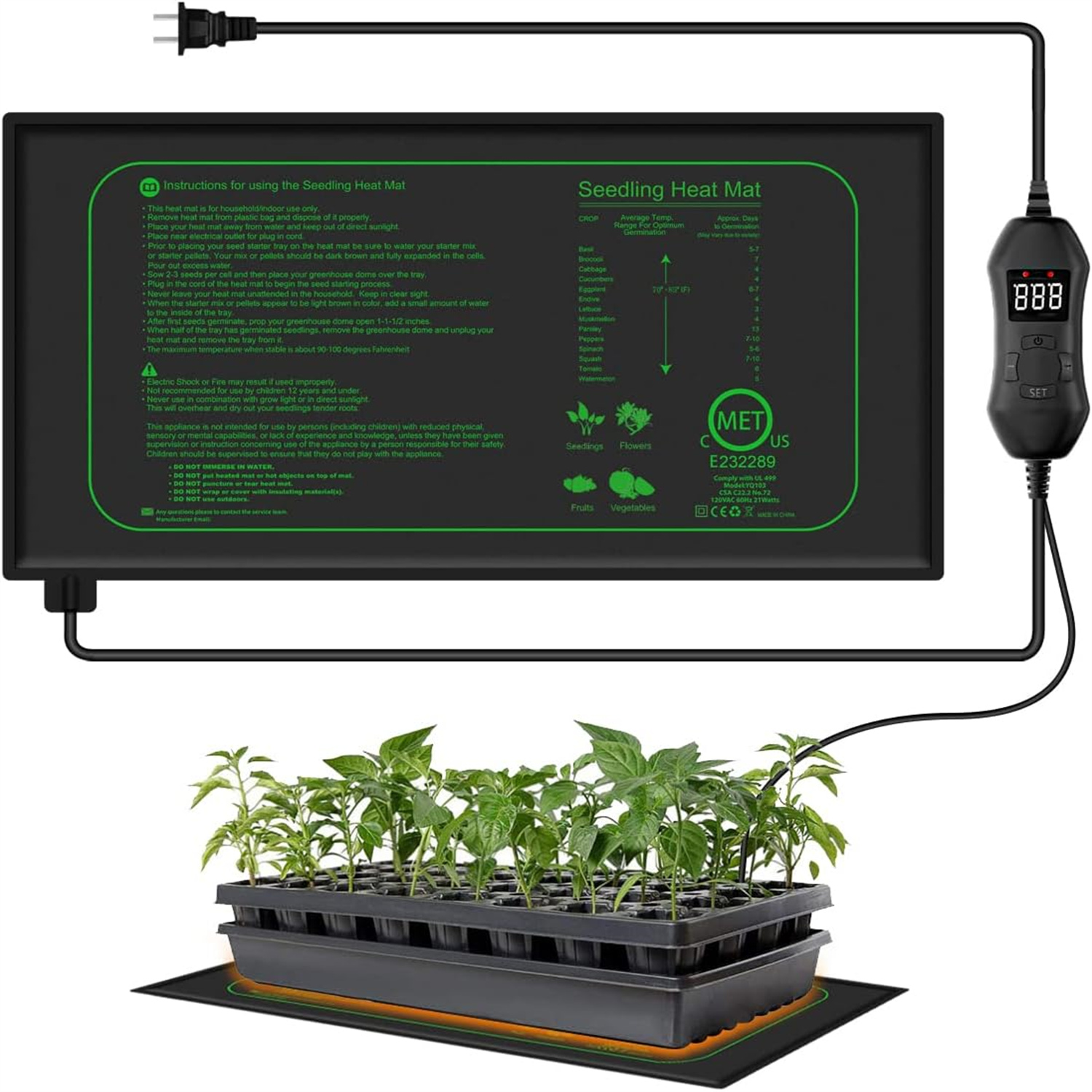 Seedling Heat Mat With Digital - Seedling Heat Mat reseña y precio