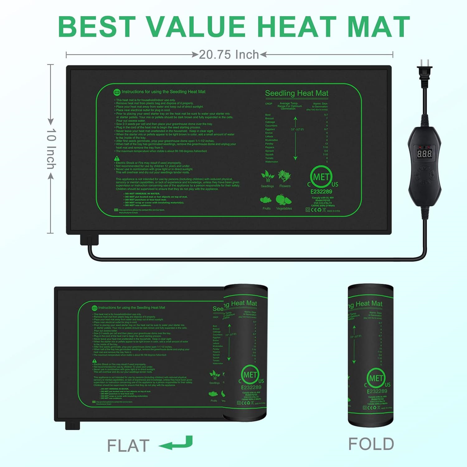 Seedling Heat Mat With Digital - Seedling Heat Mat reseña y precio