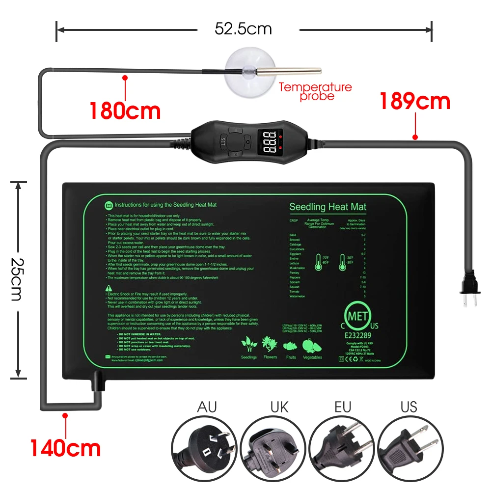 50W EU-US/UK/AU Adjustable The - Seedling Heat Mat reseña y precio