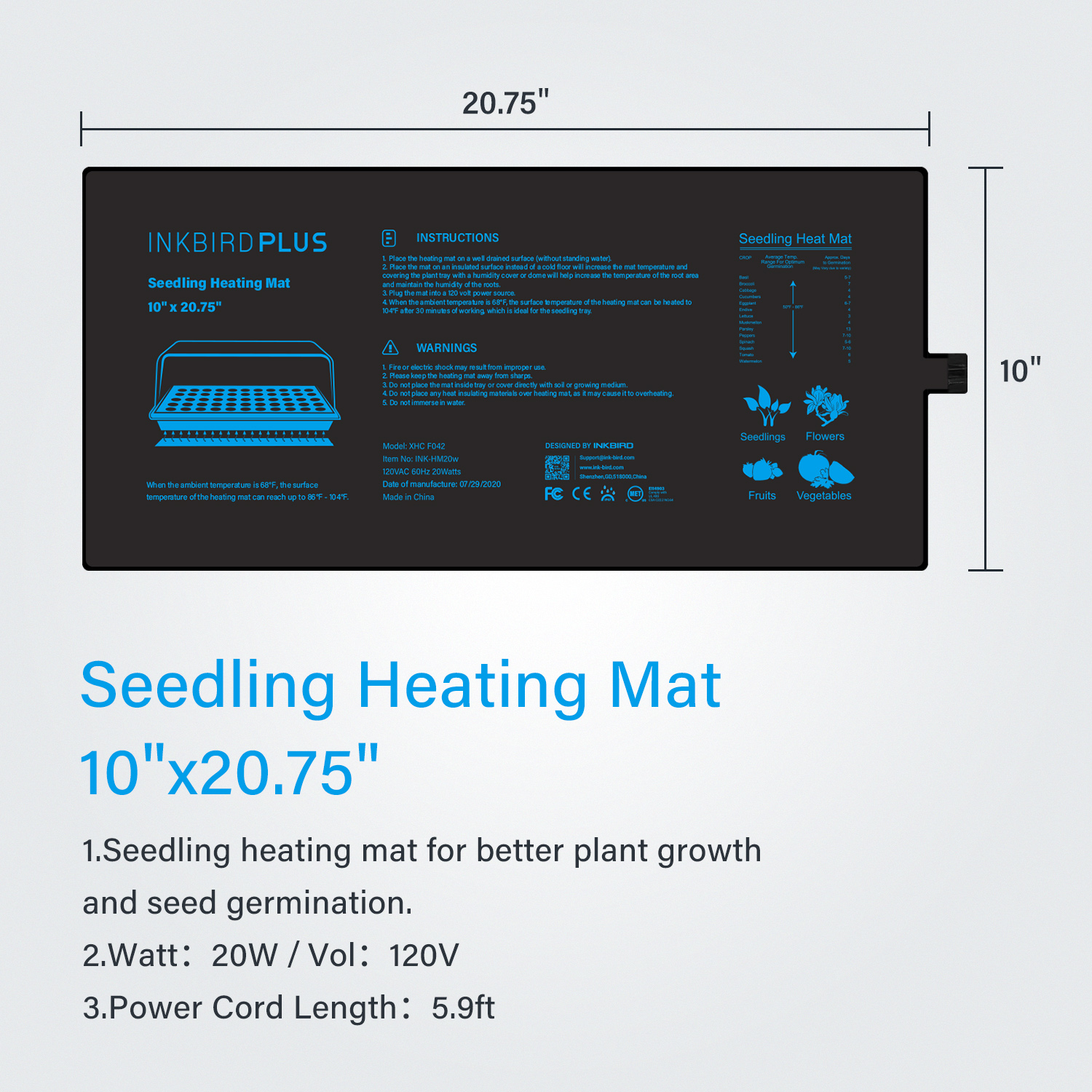 20.75x10CM EU/US/UK/AU Plug Se - Seedling Heat Mat reseña y precio