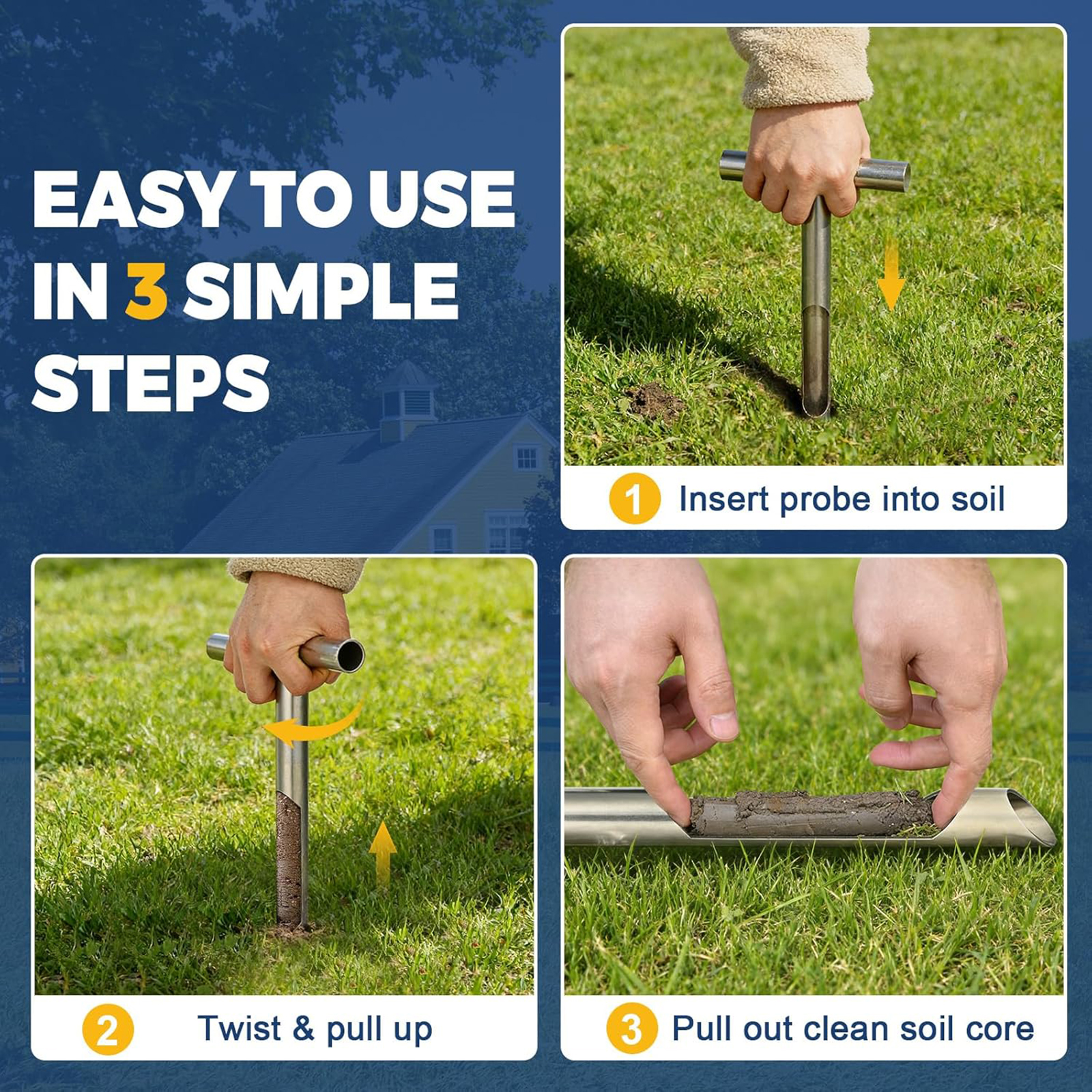 304 Stainless Steel Soil Sampl - Farming Agriculture Course reseña y precio